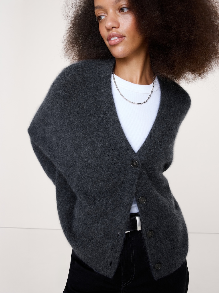 Oversized Lightweight Brushed Cashmere Cardigan