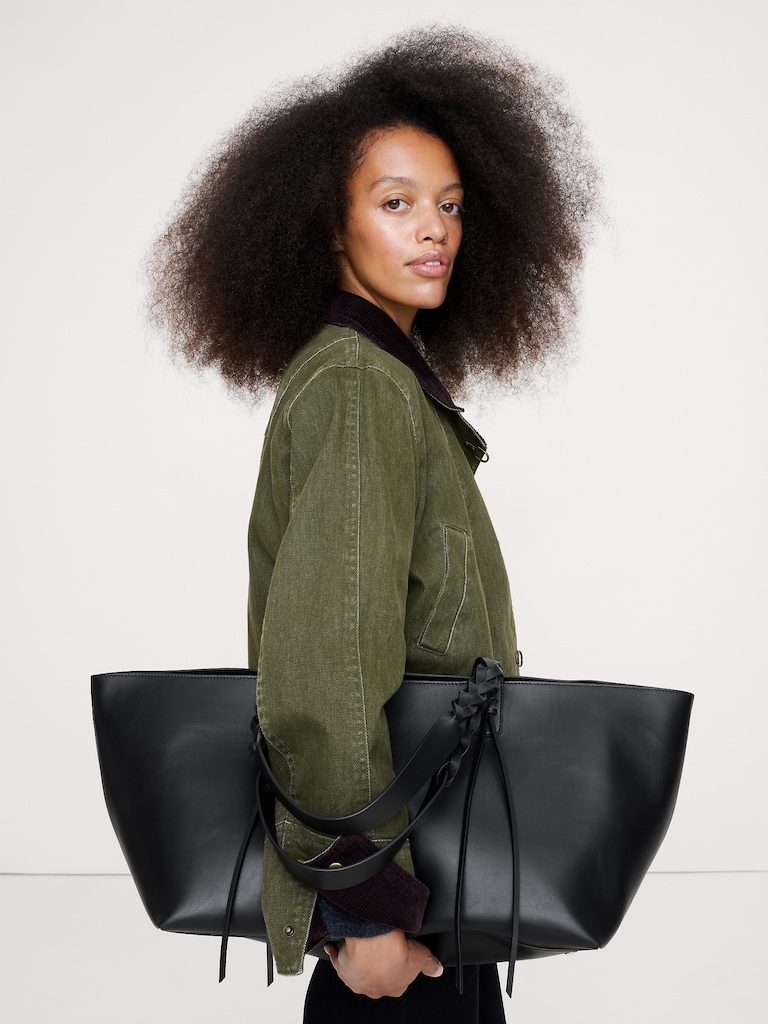 Large Leather East-West Tote