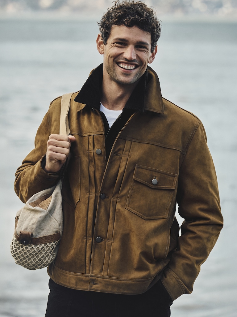 Nubuck Leather Trucker Jacket