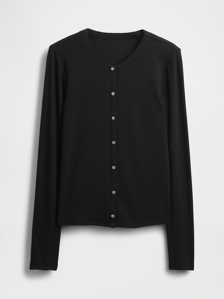 Modern Jewel Button Cardigan