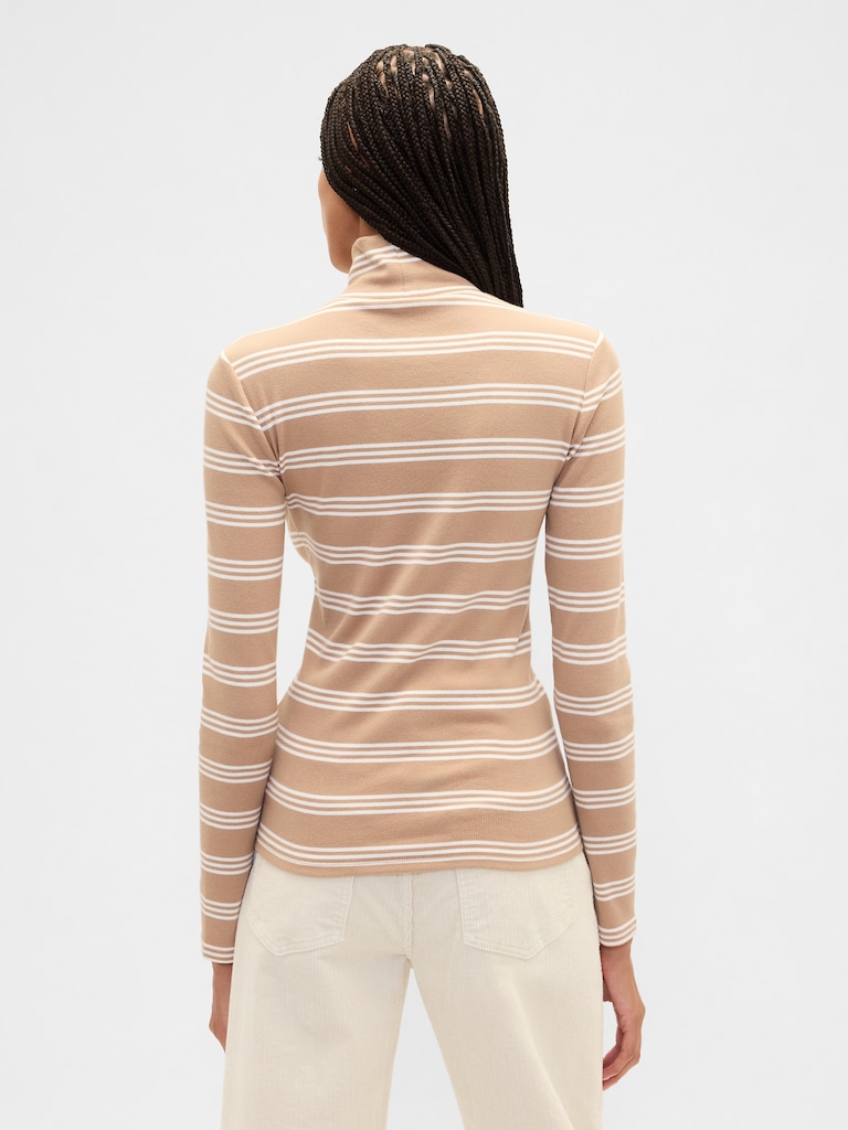 Ribbed Turtleneck T-Shirt