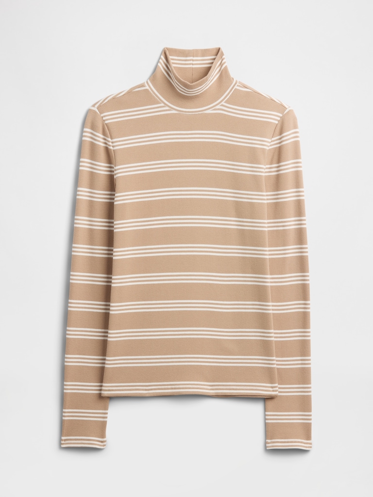 Ribbed Turtleneck T-Shirt