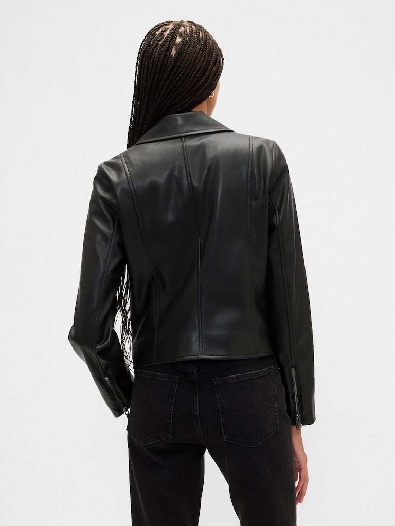 Vegan-Leather Moto Jacket