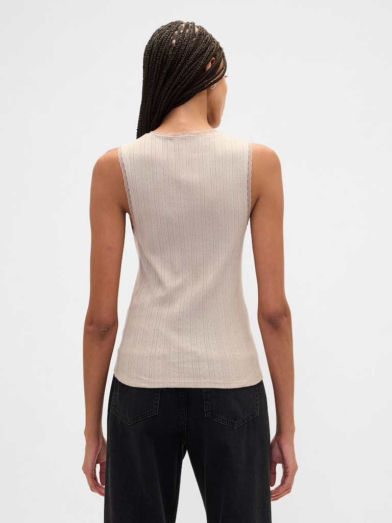 Sleeveless Pointelle Top