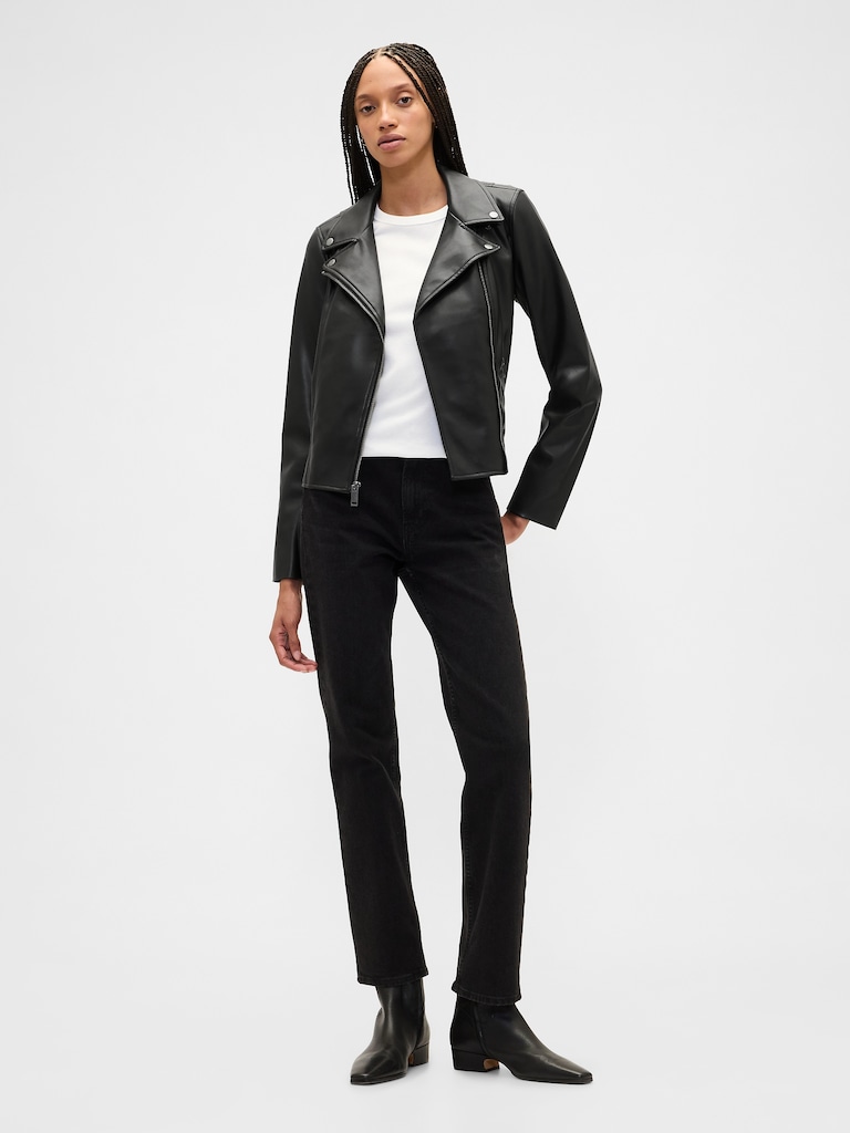 Vegan-Leather Moto Jacket