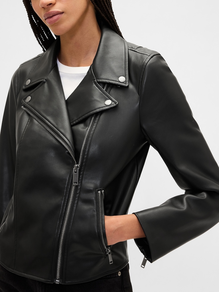 Vegan-Leather Moto Jacket