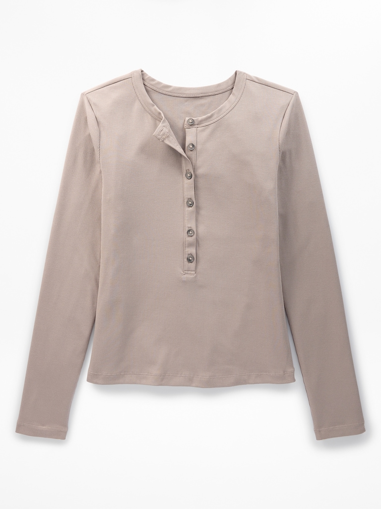 Signature Rib Long Sleeve Henley Top