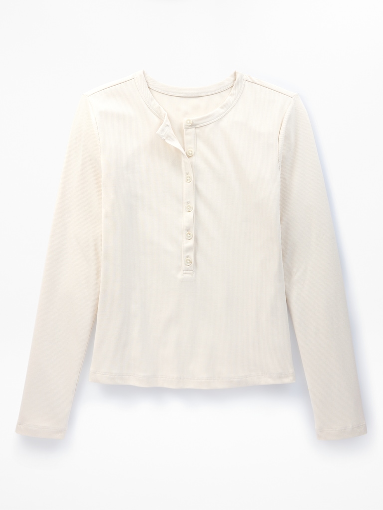 Signature Rib Long Sleeve Henley Top