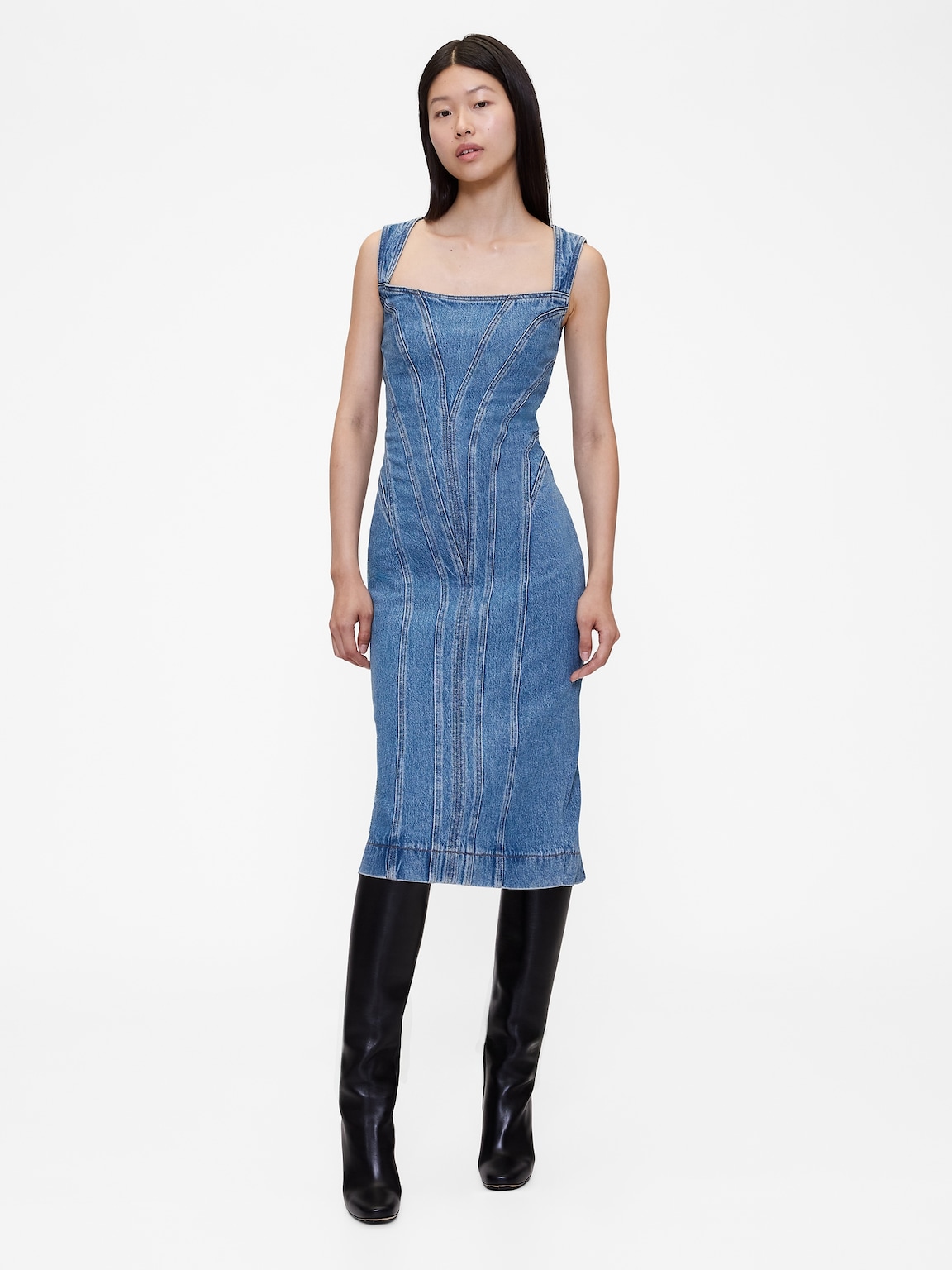 GapStudio Seamed Denim Midi Dress
