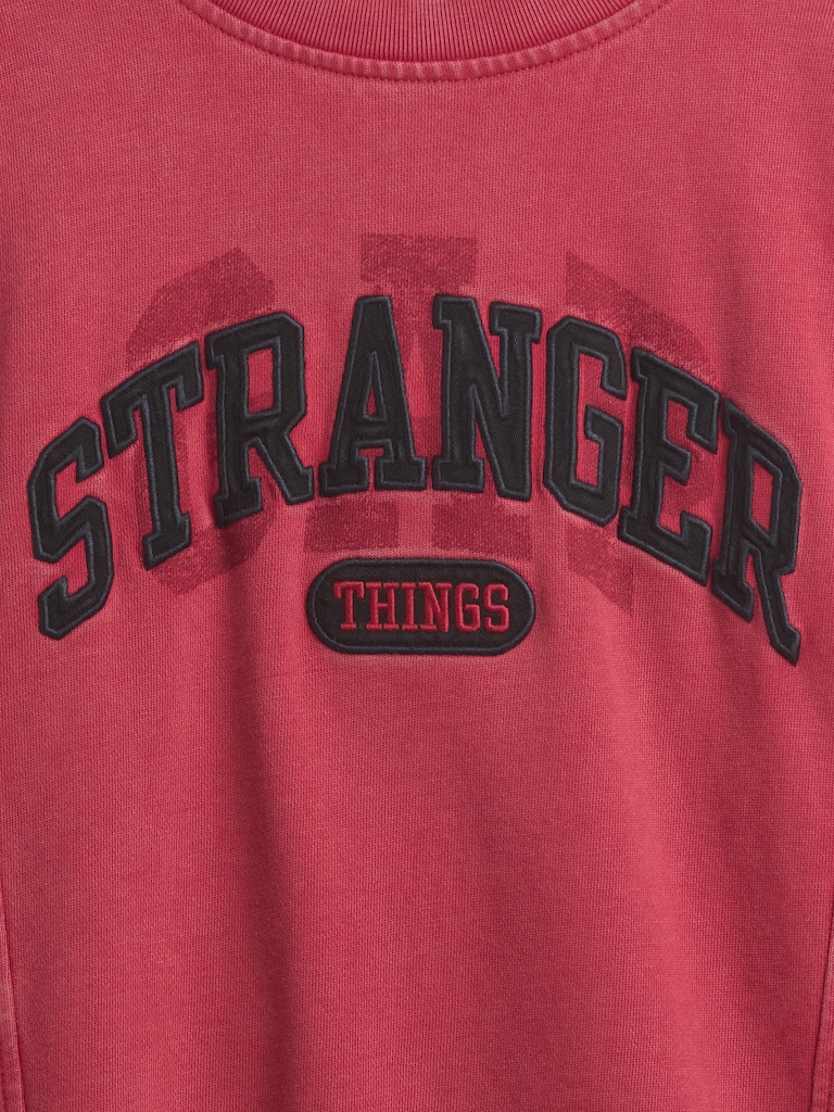 Stranger Things Quilted-Sleeve Logo Sweatshirt