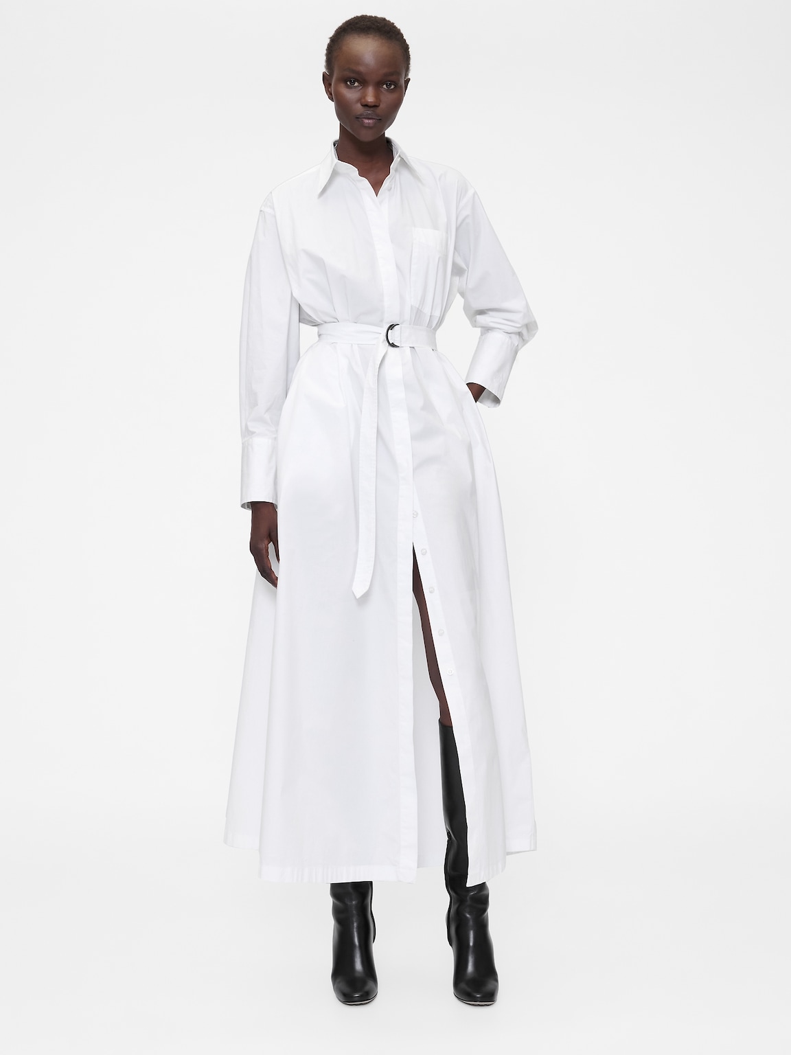 GapStudio Poplin Belted Maxi Shirtdress