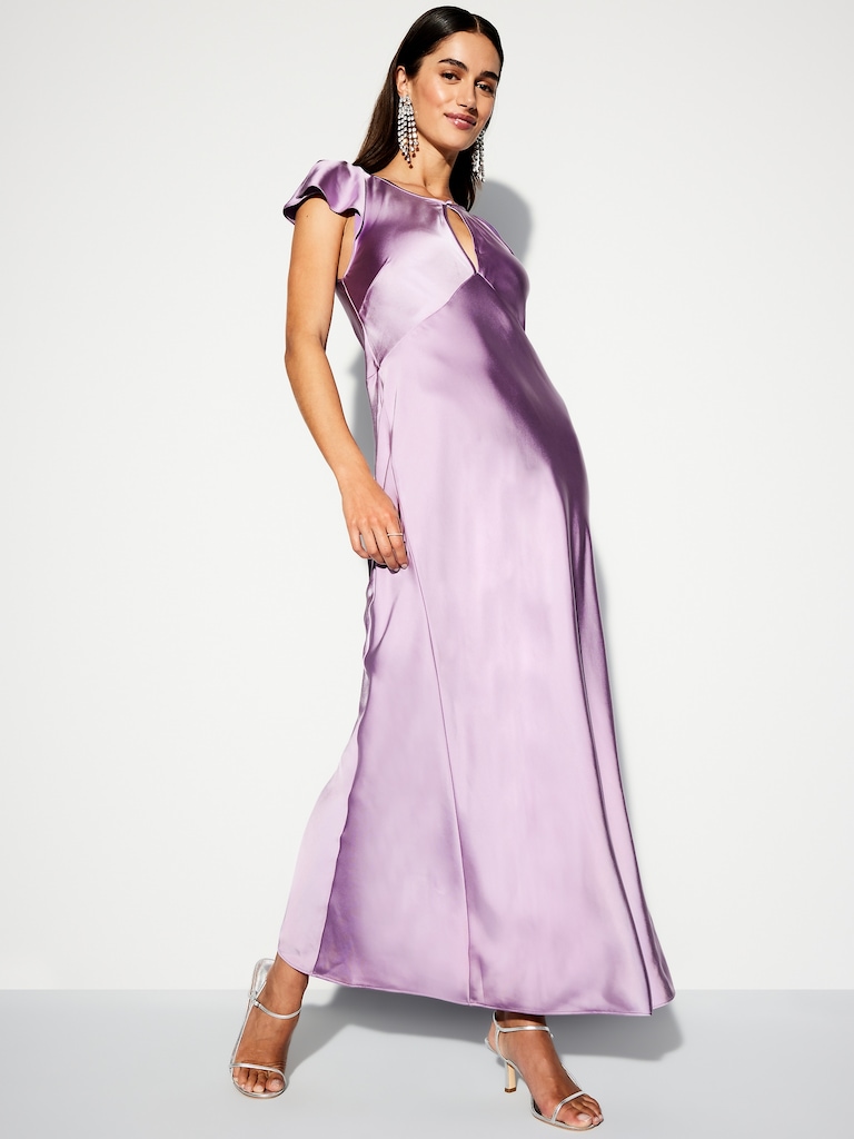 The Occasion by Old Navy Flutter-Sleeve Keyhole Satin Maxi Dress