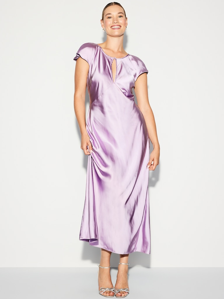 The Occasion by Old Navy Flutter-Sleeve Keyhole Satin Maxi Dress