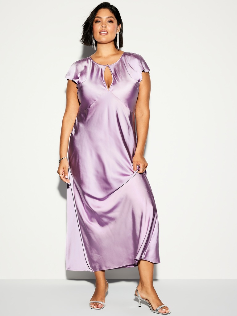 The Occasion by Old Navy Flutter-Sleeve Keyhole Satin Maxi Dress