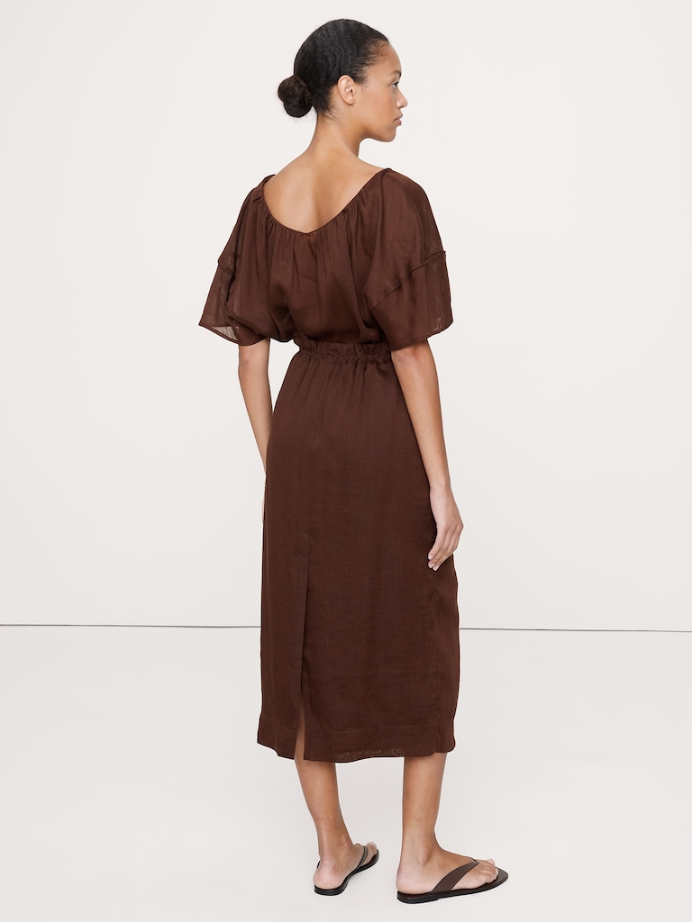 Linen-Viscose Midi Skirt