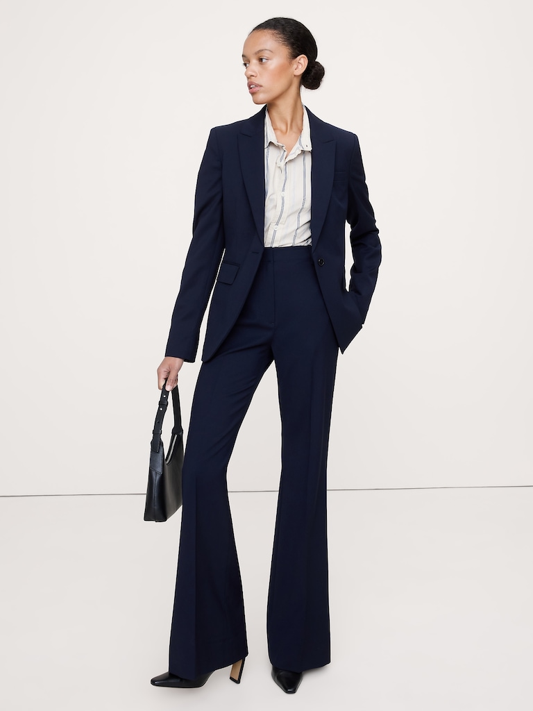 High-Rise Flare Italian Wool Pant