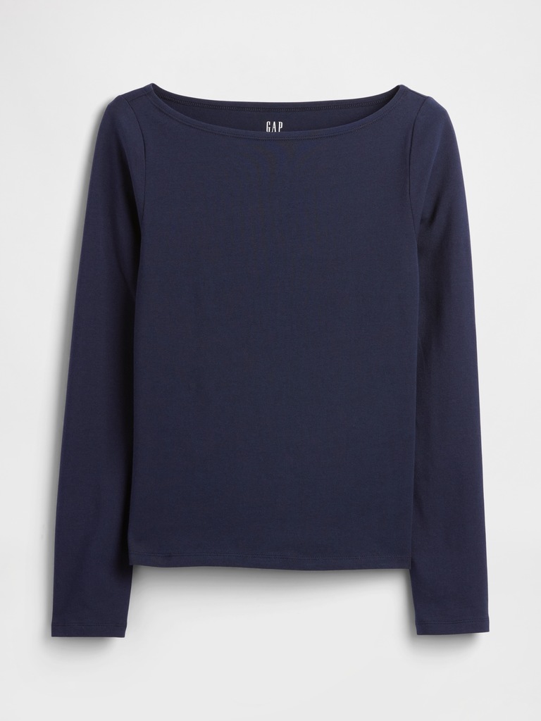 Stretch Jersey Boatneck T-Shirt