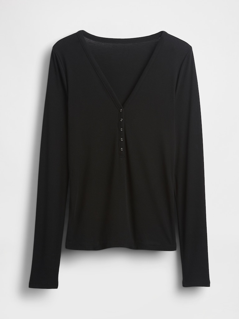 Sheer Rib Henley T-Shirt