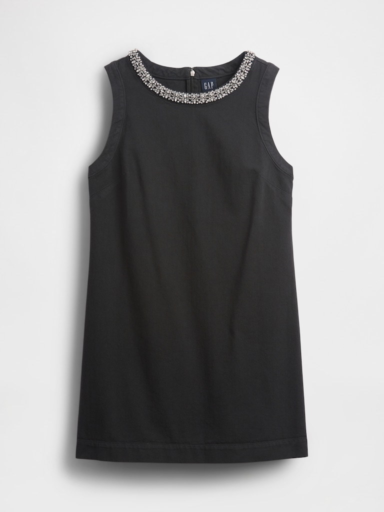 Jewel-Neck Mini Shift Dress