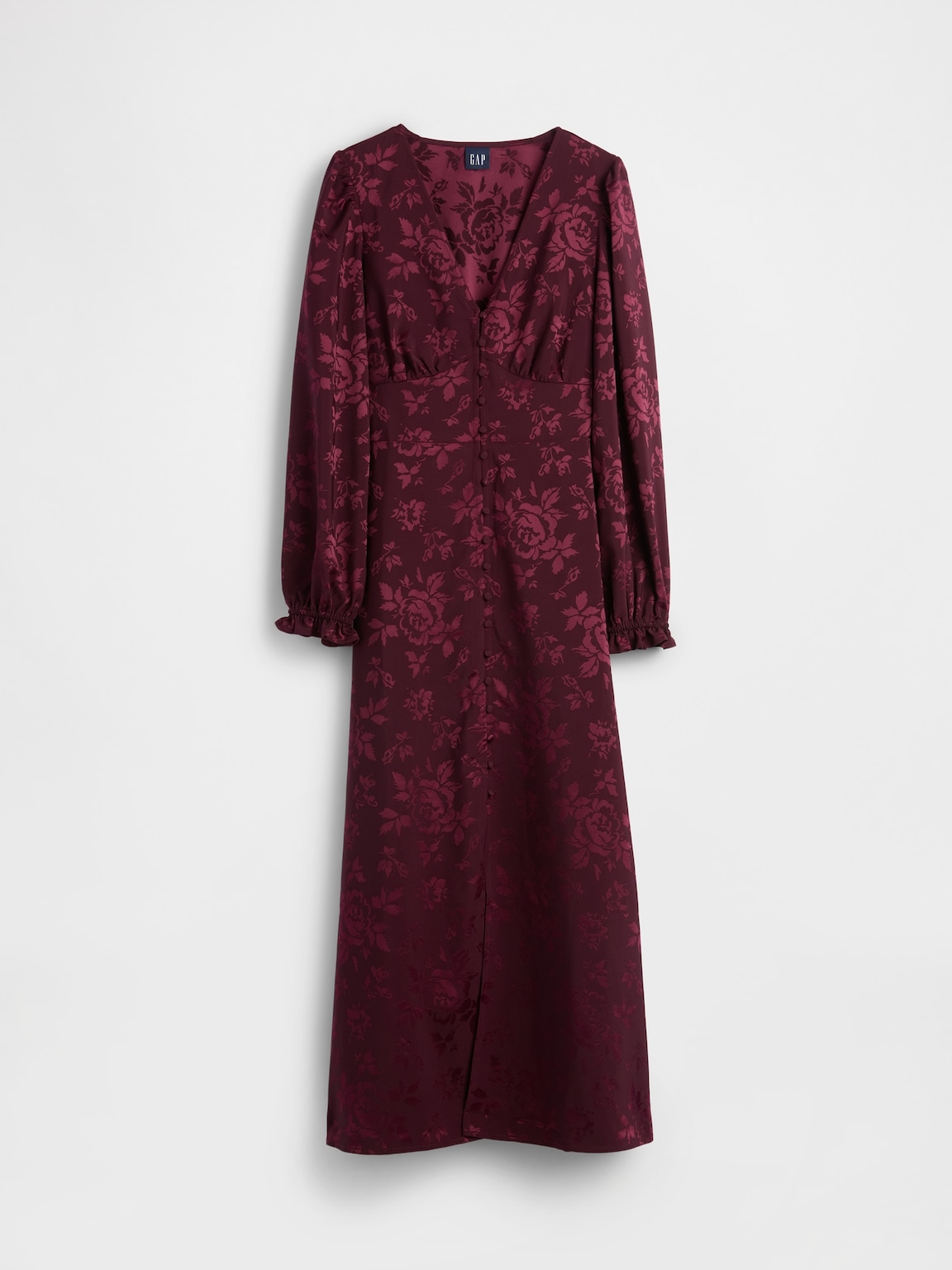 Button-Front V-Neck Maxi Dress