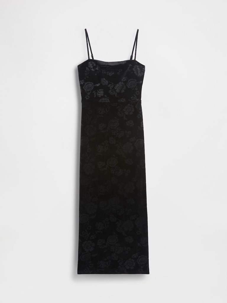 Velvet Square-Neck Maxi Dress