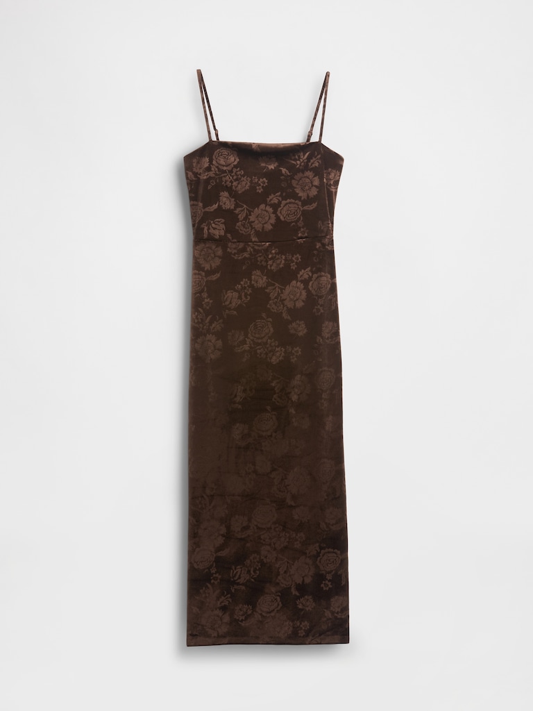 Velvet Square-Neck Maxi Dress