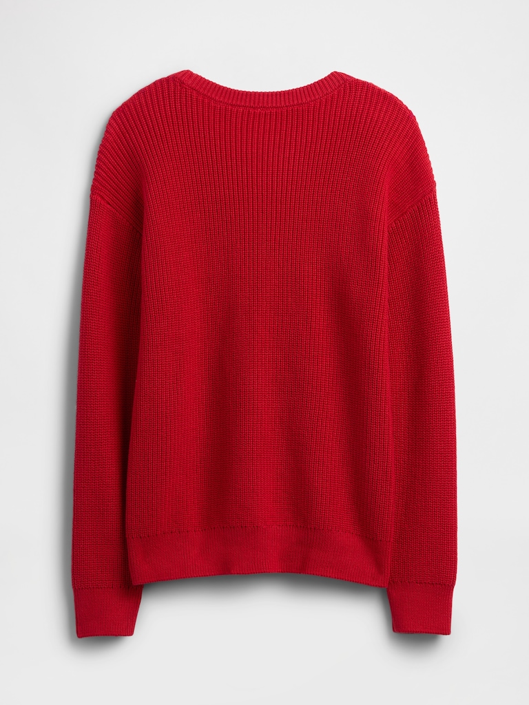 Kids Relaxed Shaker-Stitch Crewneck Sweater