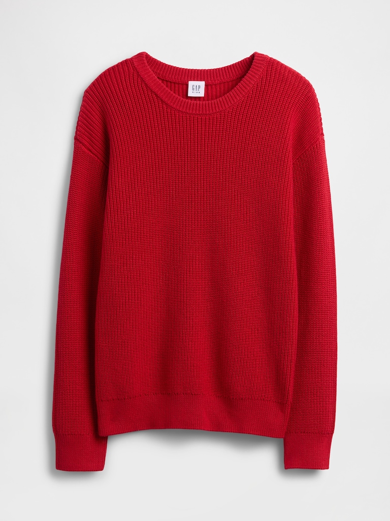 Kids Relaxed Shaker-Stitch Crewneck Sweater