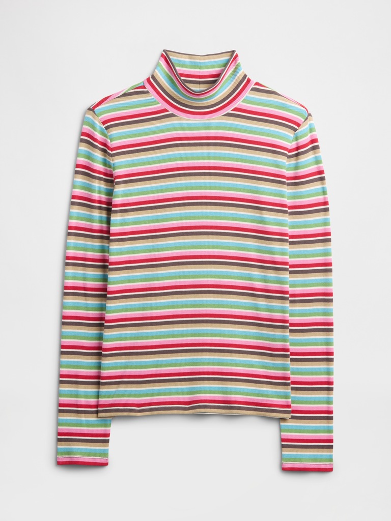 Ribbed Turtleneck T-Shirt