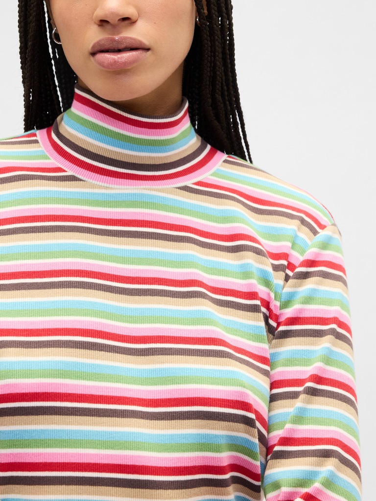 Ribbed Turtleneck T-Shirt