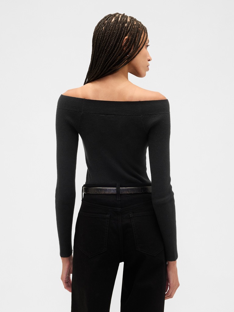 Ribbed Off-Shoulder Sweater