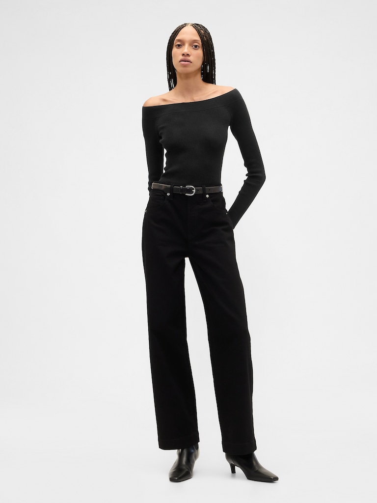 Ribbed Off-Shoulder Sweater