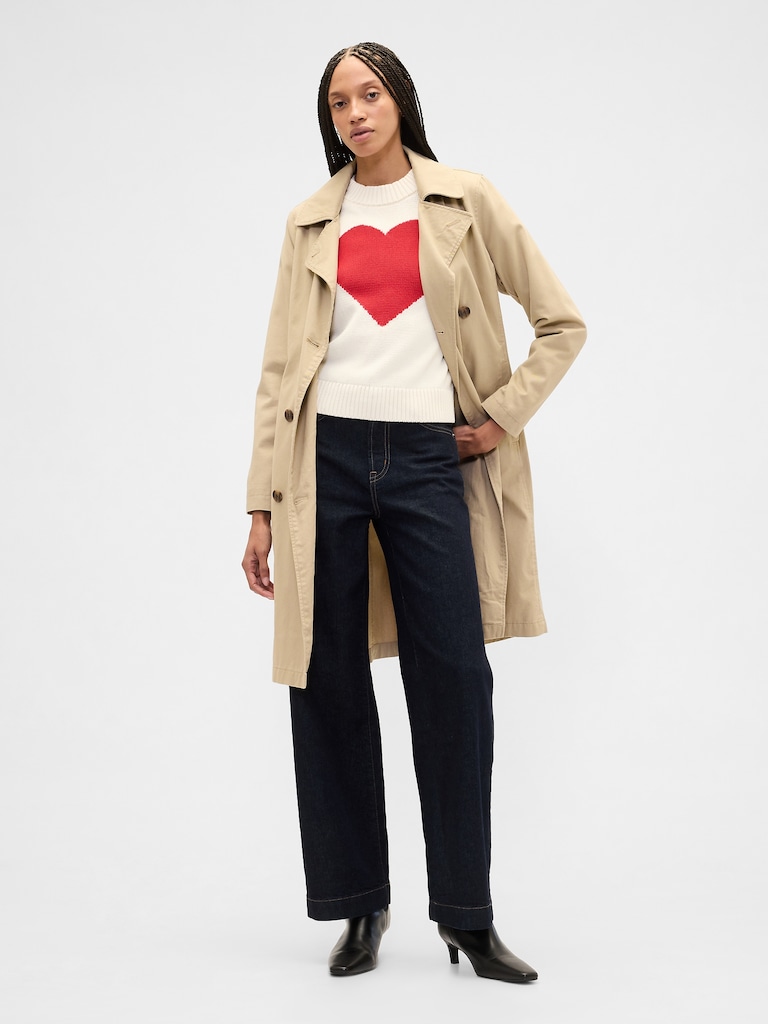 Relaxed Cropped Intarsia Sweater