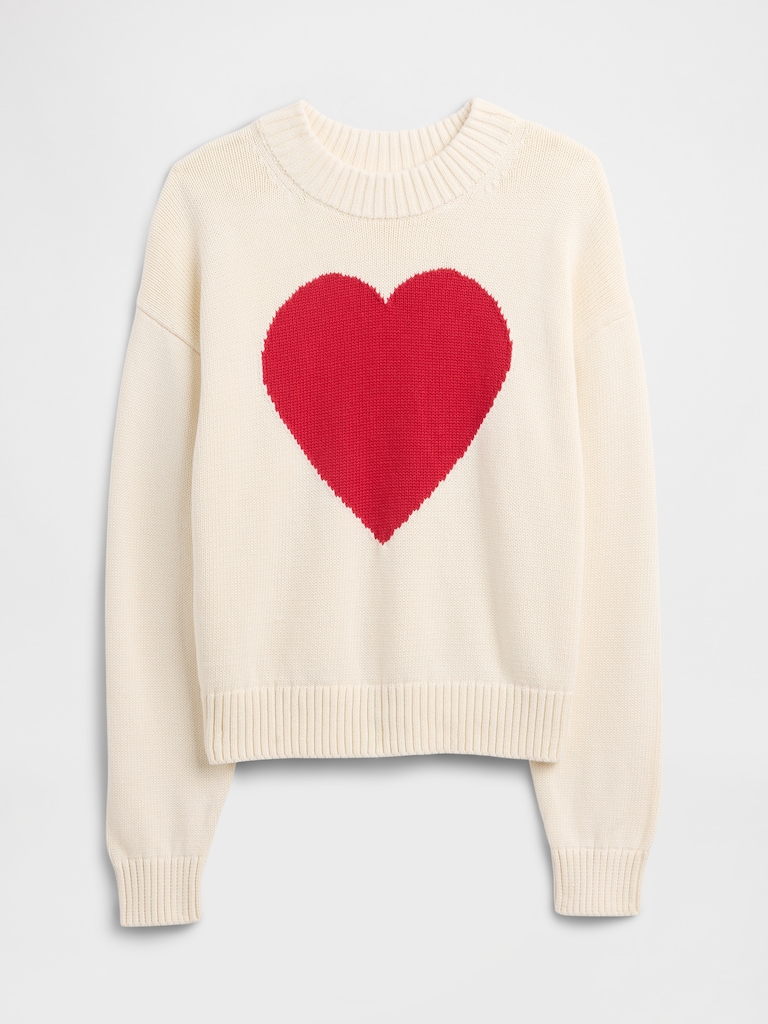 Relaxed Cropped Intarsia Sweater