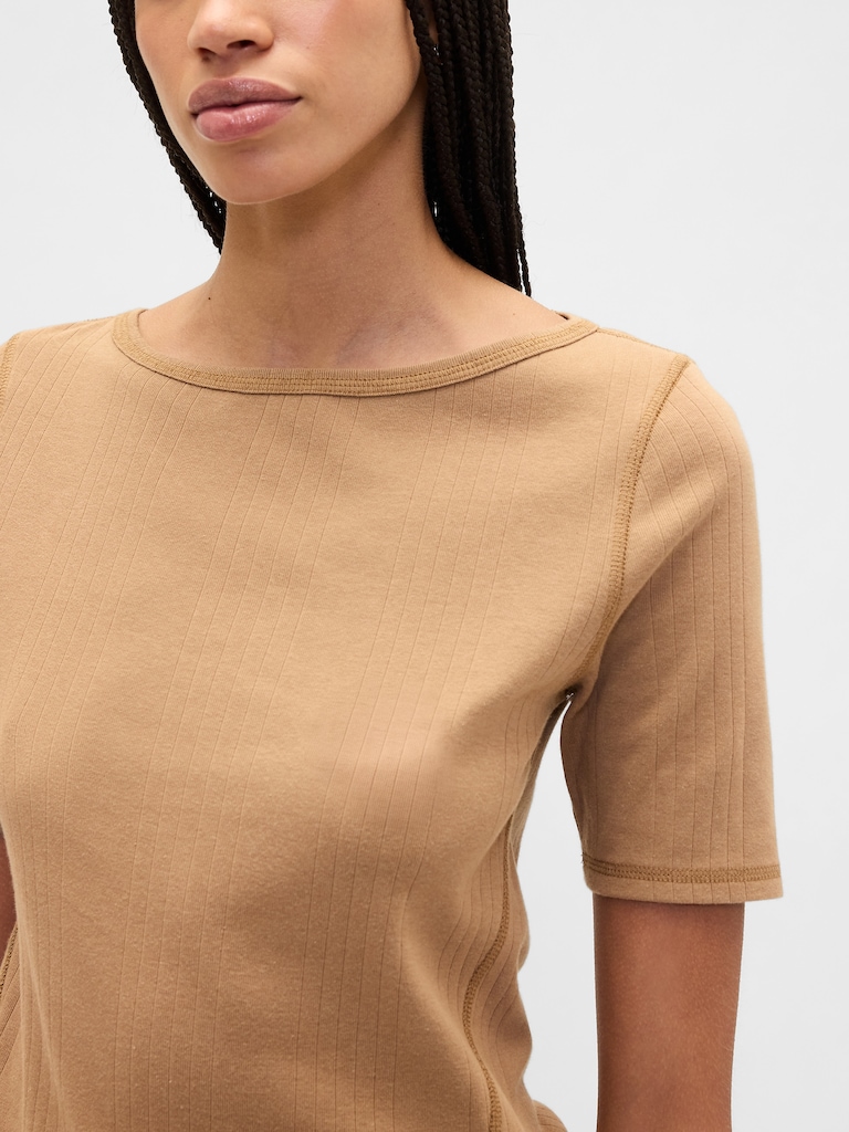 Modern Ribbed Boatneck T-Shirt