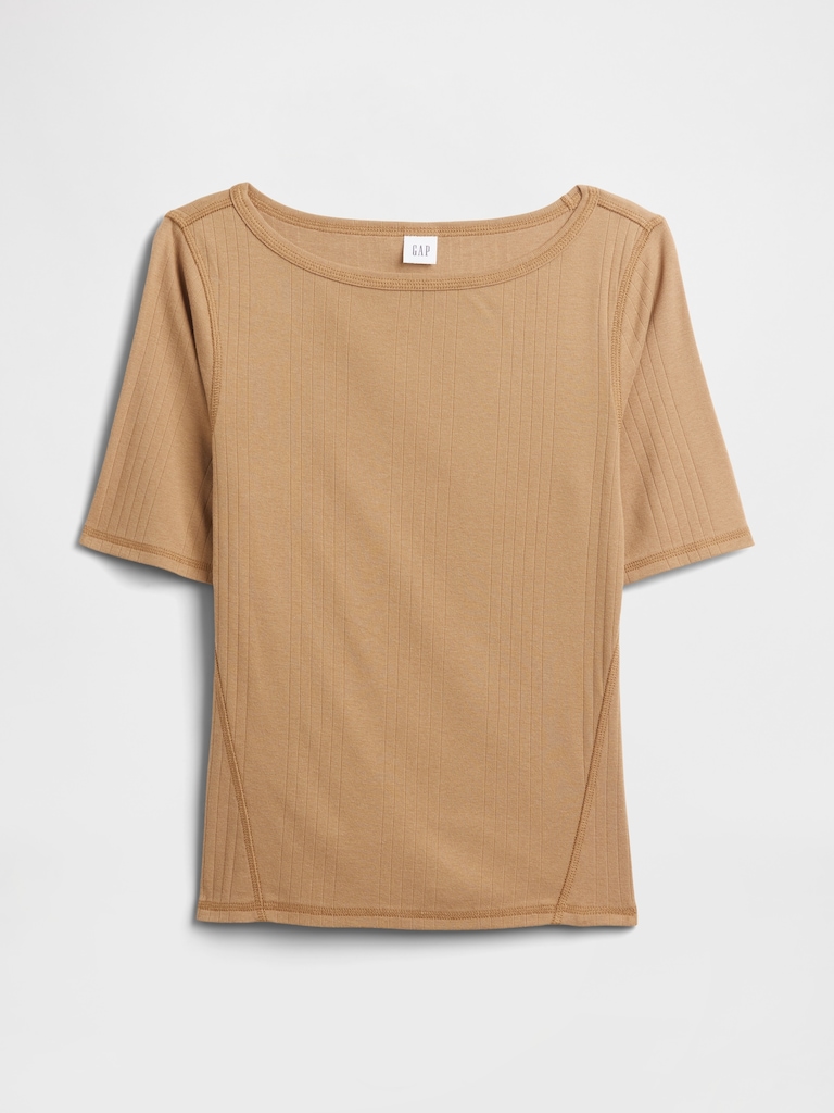 Modern Ribbed Boatneck T-Shirt