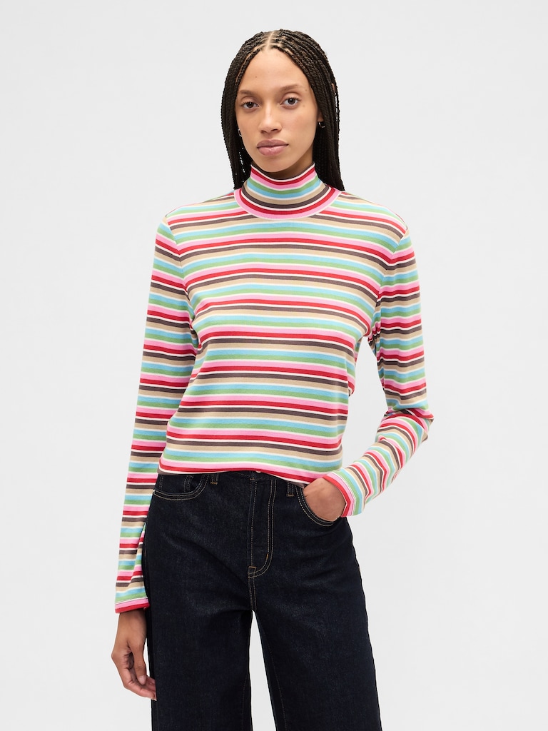 Ribbed Turtleneck T-Shirt