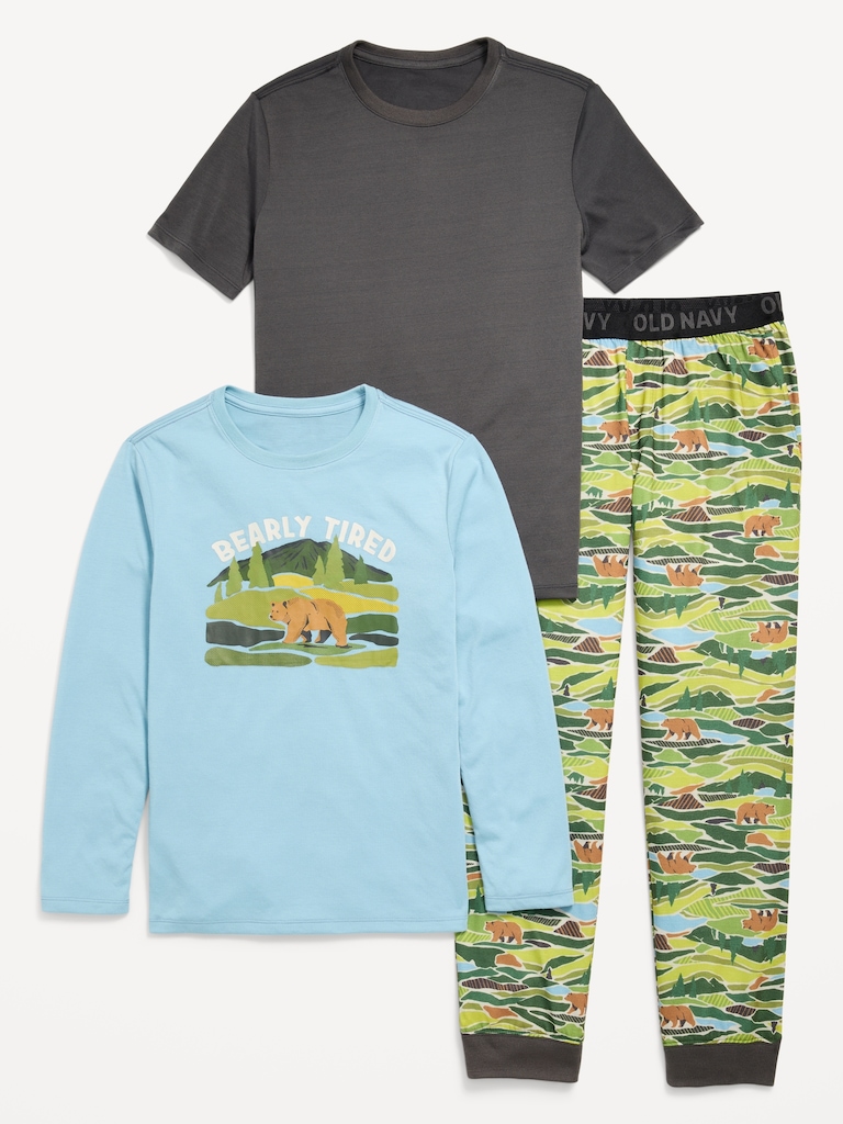 3-Piece Jersey-Knit Pajama Set for Boys