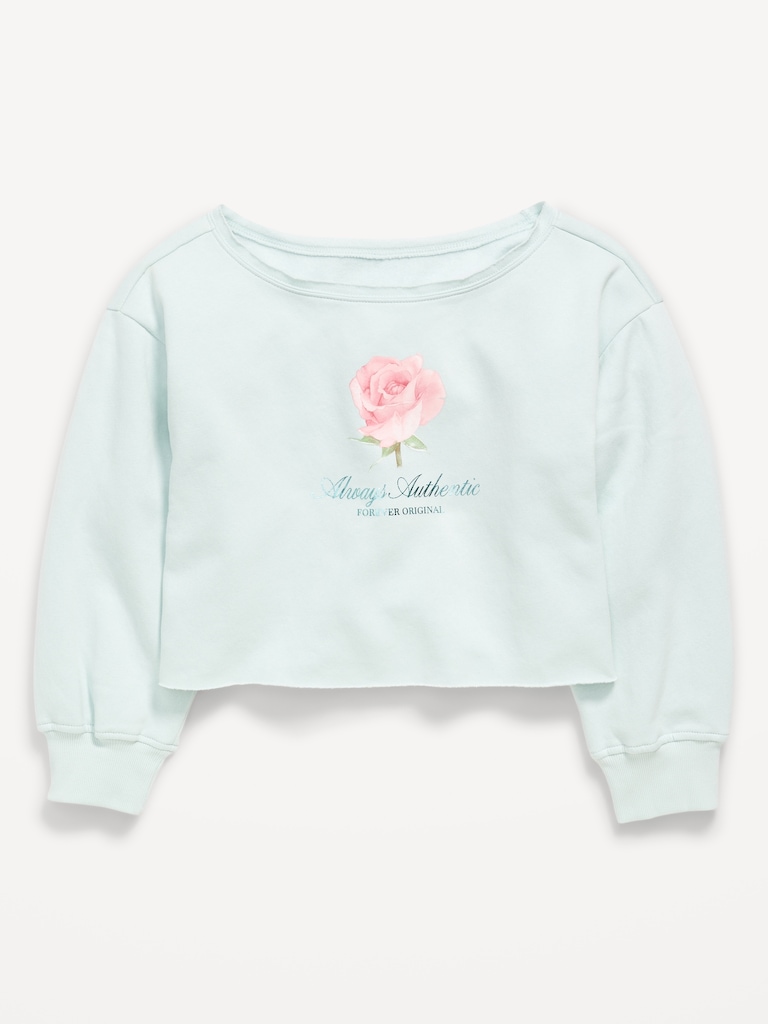 Boat-Neck Graphic Sweatshirt for Girls