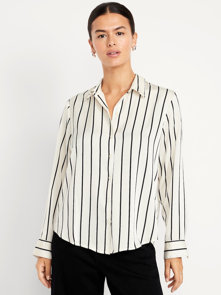 Satin Button-Down Shirt