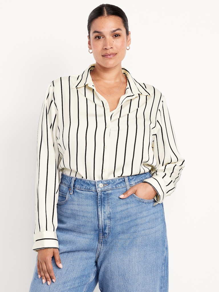 Satin Button-Down Shirt