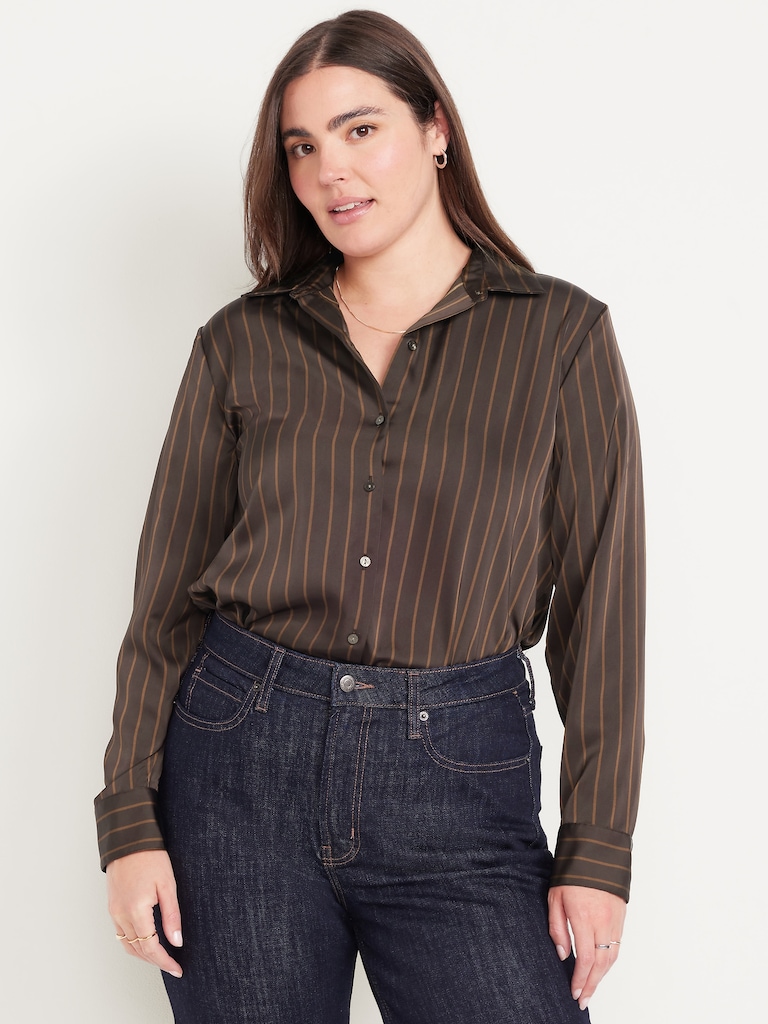 Satin Button-Down Shirt