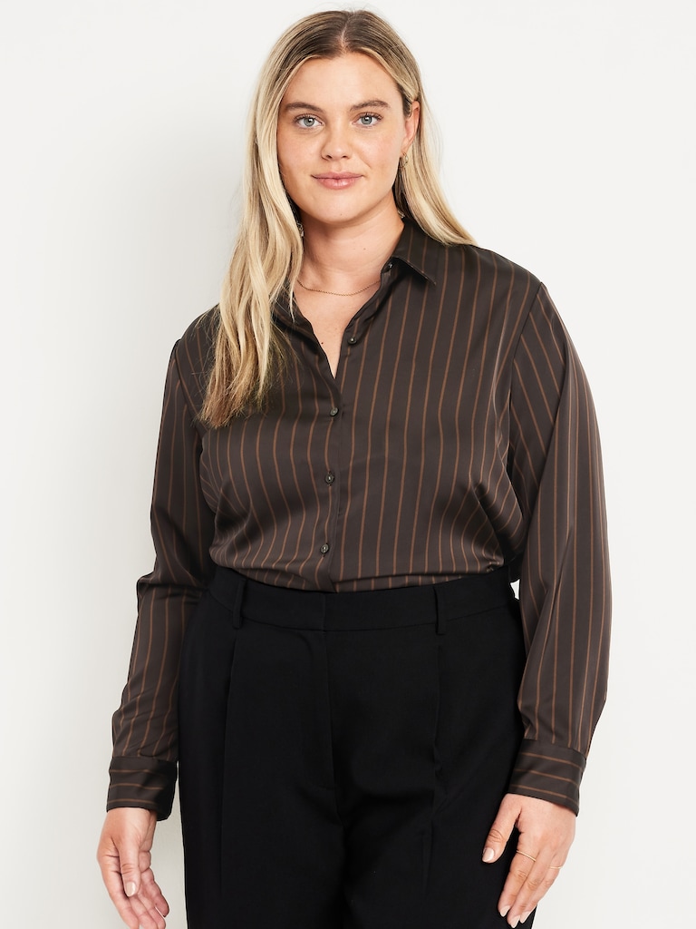 Satin Button-Down Shirt