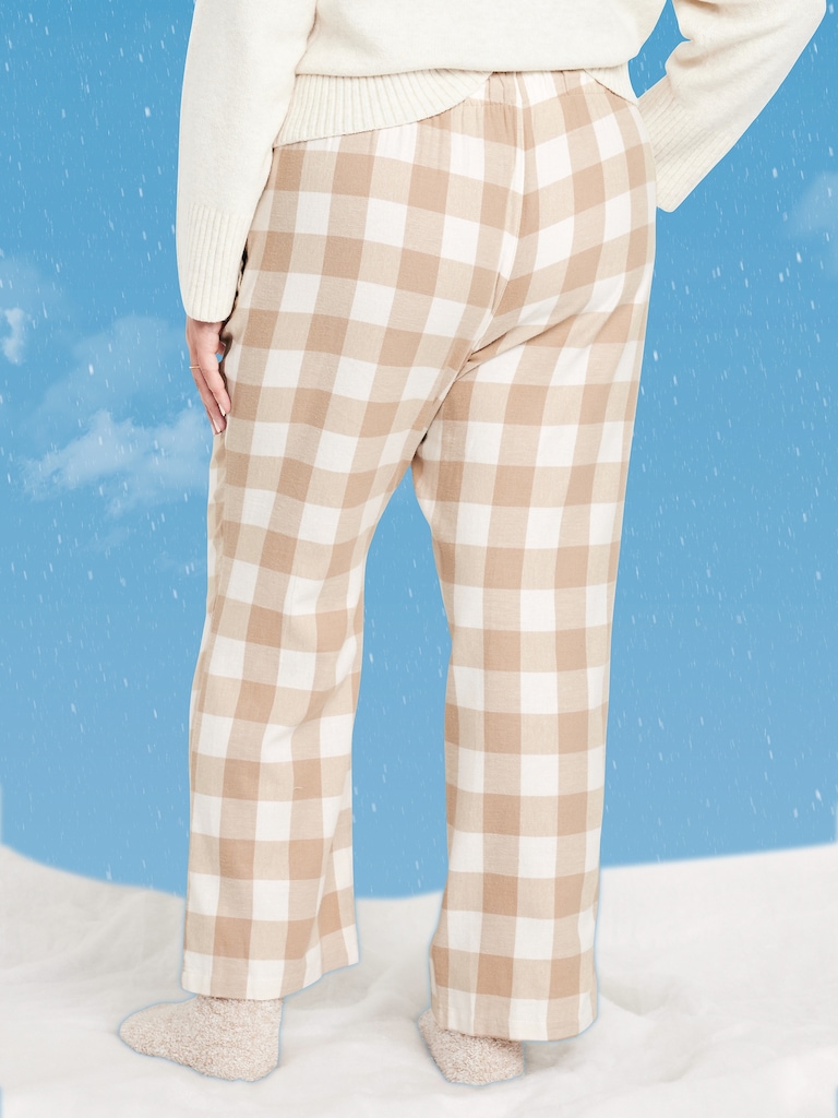 Mid-Rise Plaid Flannel Pajama Pants for Women
