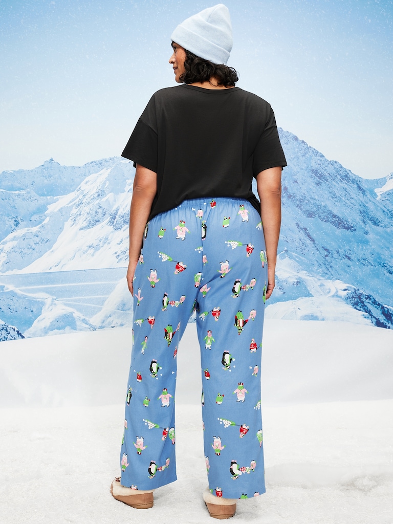 Mid-Rise Printed Flannel Pajama Pants for Women