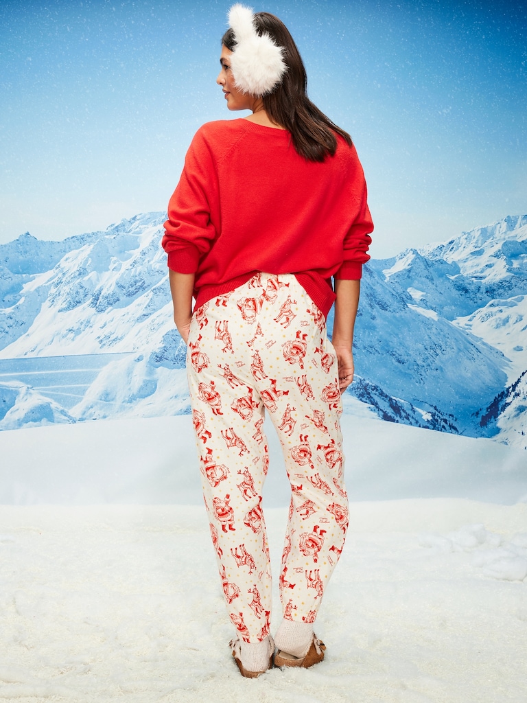 High-Waisted Printed Flannel Pajama Jogger for Women