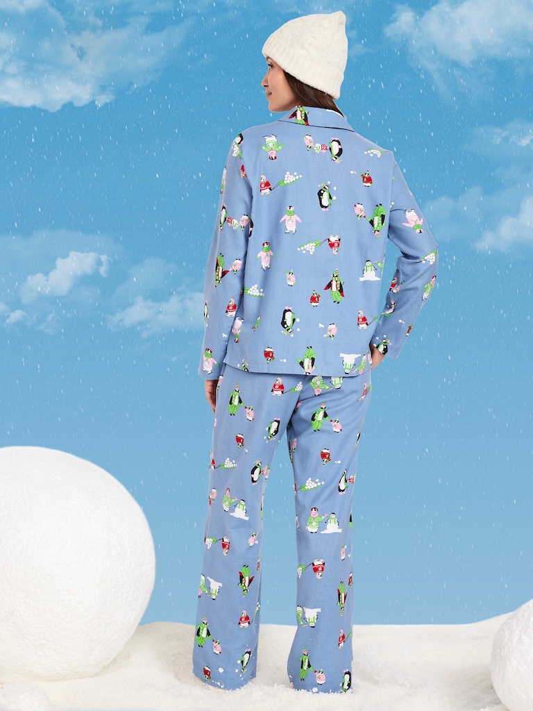 Printed Flannel Pajama Pant Set for Women