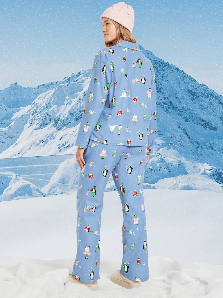 Printed Flannel Pajama Pant Set for Women