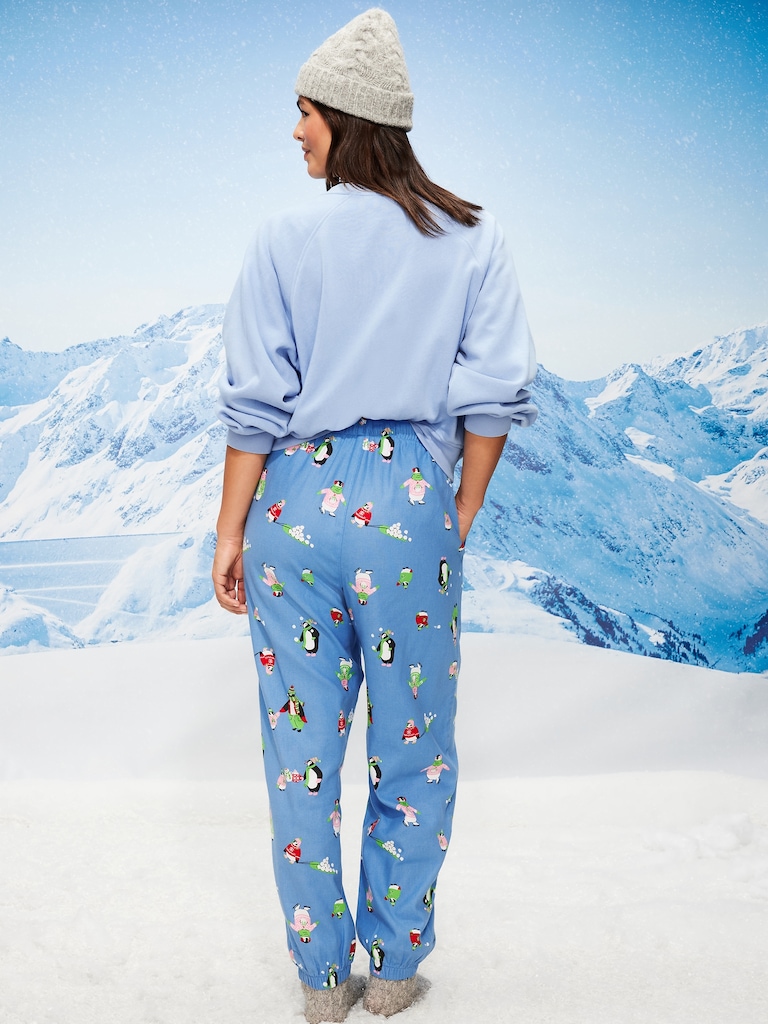 High-Waisted Printed Flannel Pajama Jogger for Women