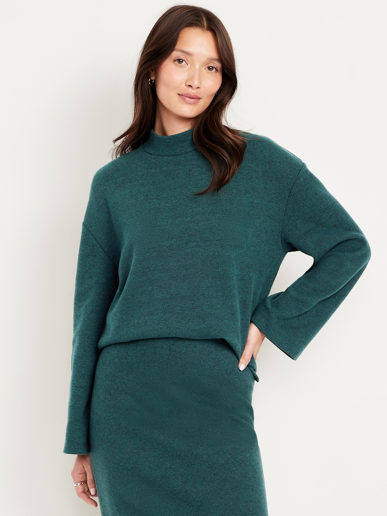 Cozy Mock-Neck Tunic Sweater